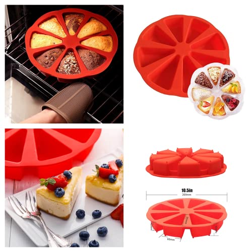 XIYUAN 2 Pcs Silicone Baking Molds Large 8 Cavity Silicone Scone Pan/Cakes Slices Mold/Triangle Cavity Cake Pan Pizza Slices Pan,Cornbread Mold And Soap Mould,DIY Baking Tool