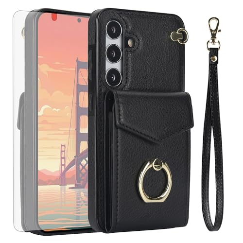 Coque Samsung Galaxy A15 5G avec protection intégrale élégante en cuir et verre trempé