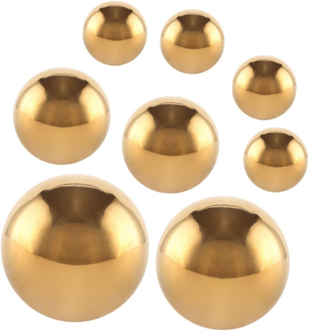 8pcs Outdoor Decor Shiny Hollow Ball Seamless Gazing Globe 1970s Party Supplies Mirror Spheres Ball Gazing Globe Balls Lawn Decor Gold Trim Reflective Stainless Steel Titanium Ball