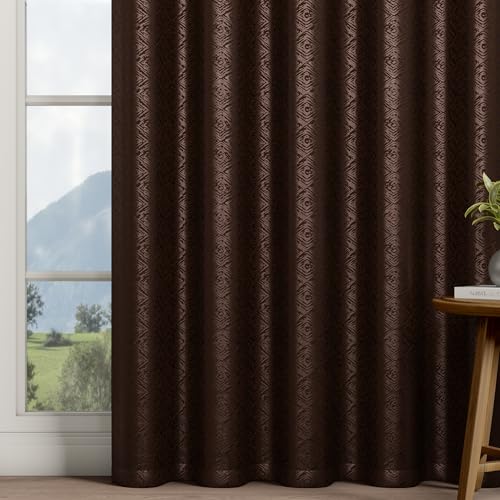 Image of Wakefit Jacquard Room Darkening Curtain | Light Blocking Upto 70% | (9 x 3.9 ft) | Door Curtain | Set of 2 | Reduces Noise | Machine Washable | Smash |Diamond Brown