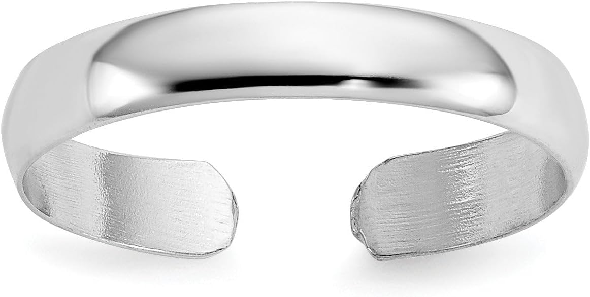 Jewelry Affairs 14k Real White Solid Gold High Polished Toe Band Summer Ring