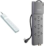 Belkin 6-Outlet Power Strip Surge Protector w/ Flat Rotating Plug, 8ft Cord – Ideal for Personal Electronics, Small Appliances and More (720 Joules)