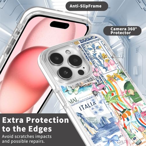 DAIZAG Case for iPhone 15 Pro, [Compatible with MagSafe],Bow Beach Landscape Collage Coastal Phone Case for Women Girls Magnetic Clear Cover Case for iPhone 15 Pro by DAIZAG - Used condition - Image 3