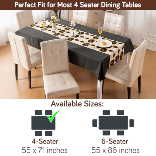 Image of HOKIPO Modern Grace Table Cloth for 4 Seater, 55x71 in, Amber Hive