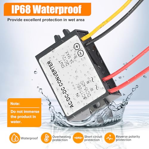 Voltage Convertor AC 24V to DC 12V Buck Voltage Waterproof Power Module with Fuse for Car Step Down Converter (3A)4