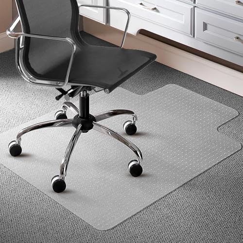 Anyuainiya Office Chair Mat for Carpet, 120x90CM Clear Floor Mats with Lip, Computer Desk Chair Mat for Low Carpeted Floors, Easy Glide for Office or Home with Extended Lip