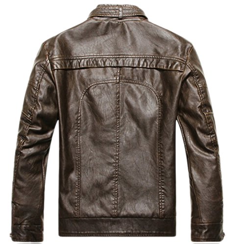 Image of chouyatou Men's Vintage Stand Collar Pu Leather Jacket