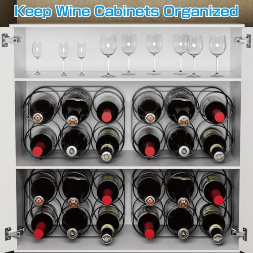 Buruis 6-Bottle Countertop Wine Rack, Modern Freestanding Metal Wine Holder Stand for Cabinet, Pantry, and Kitchen, No Assembly Required, Black - Thumbnail 4