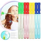 TOY Life Large Bubble Wands, 8 Pack 14'' Bubble Wand Bubble Party Favors for Kids and Weddings, Big Bubble Wand Set Incl Bubble Solution and Bubble Stick, Bulk Large Bubble Wands for Kids