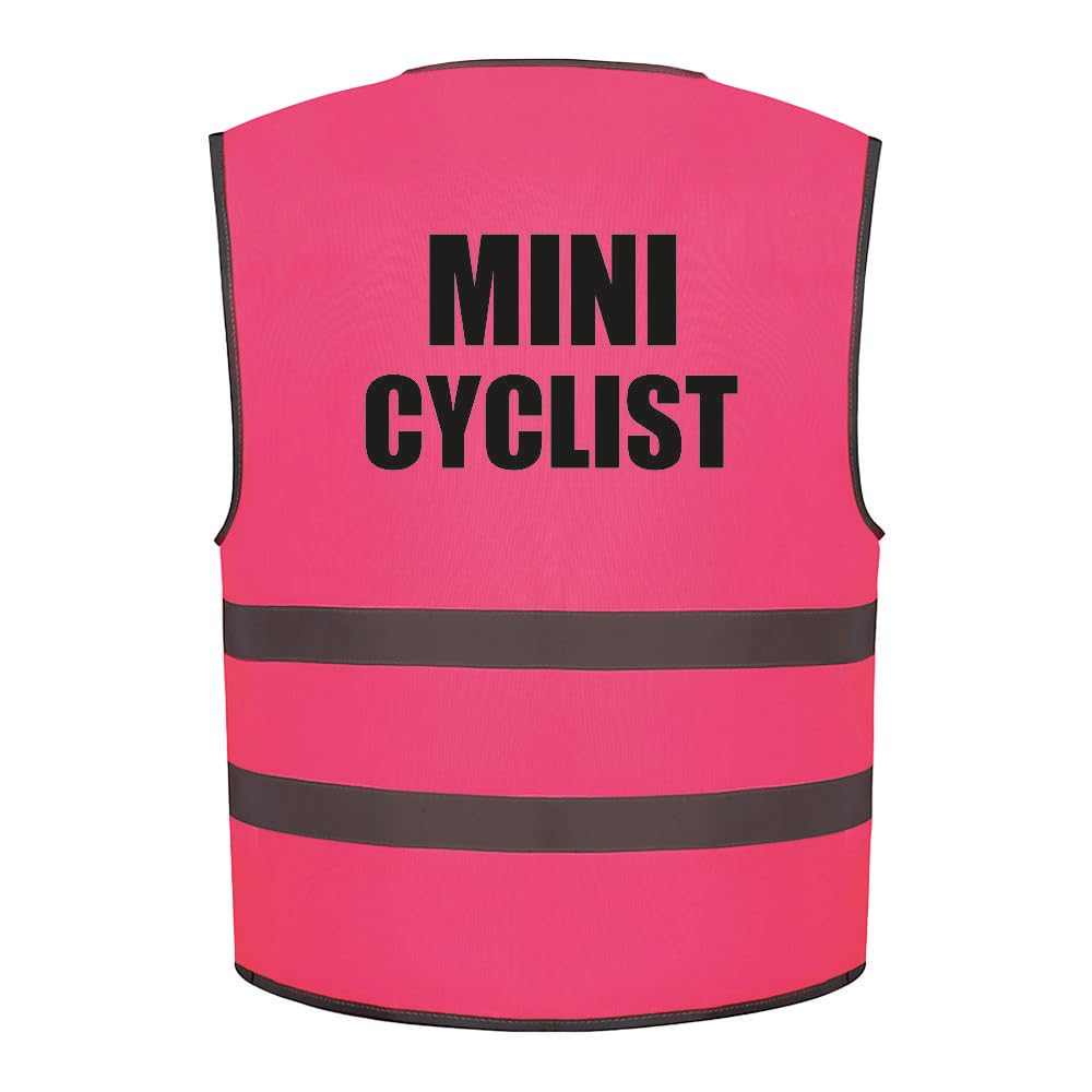 Brook Hi Vis Uk Pink Brook Hi Vis Mini Cyclist Kids Hi Vis Vest Children's High Visibility Reflective Safety Waistcoat, Cycling Biking Bike, Add Child's Name To The Front, Personalised