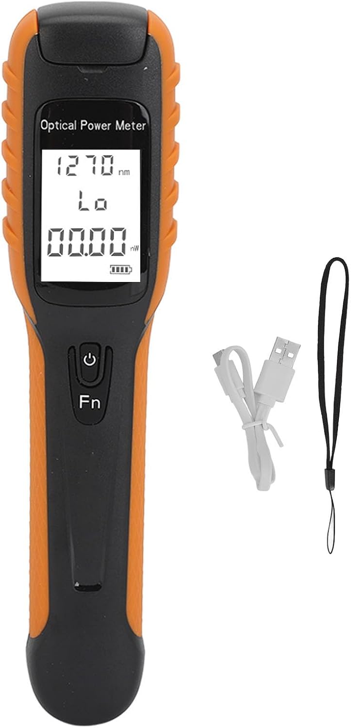 Optical Power Meter, -70 ~ +10dBm Portable Fiber Optic Tester, Mini Fiber Optic Cable Tester with Lithium Battery for FC SC ST Universal Interface & Testing 9 Calibrated Wavelength