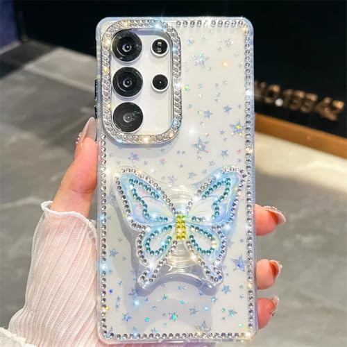 Coque Galaxy A56 5G à paillettes dotée d'un anneau de maintien en forme de papillon
