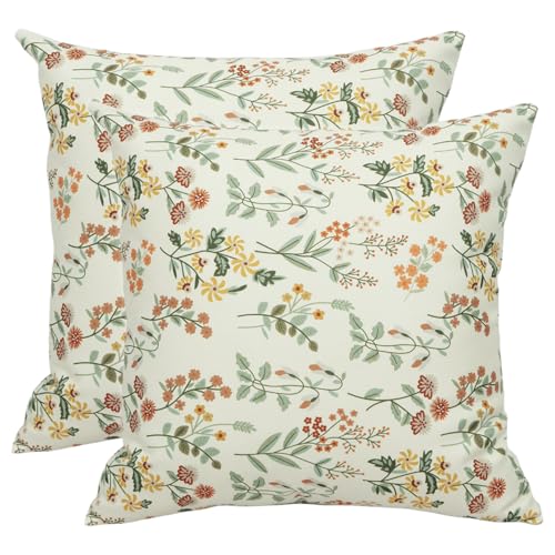 Betadistor Cushion Covers 45 x 45 cm Green Grass Decorative Throw Pillow Covers Pillowcases for Sofa Garden Outdoor Home Decor Set of 2, Little Grass, 521-0457