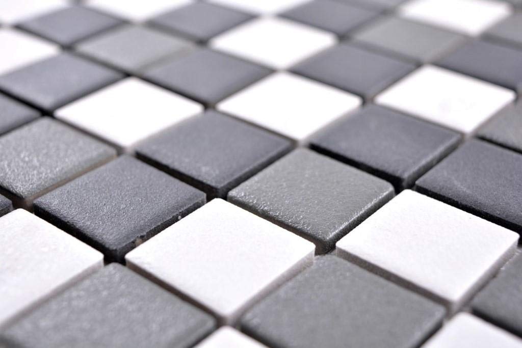 Mosaico de cerámica, azulejos de mosaico, azulejos de cerámica, azulejos de mosaico, color blanco y negro, de metal, azulejos para el suelo del baño, bañera, plato de ducha, 10 alfombrillas de mosaico