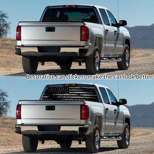Image of Rear Window Decals for Trucks - 65x17.3 in Back Window American Flag Decals Fit Most Pickup Trucks SUV, Vinyl Back Window Decal Truck Rear Window Graphics for Personalized