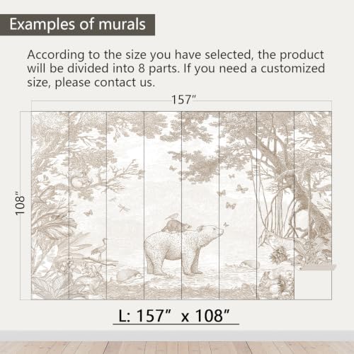 AFZEVEB-Beige Jungle Peel and Stick Wallpaper Safari Murals for Nursery by AFZEVEB - Used condition - Image 4