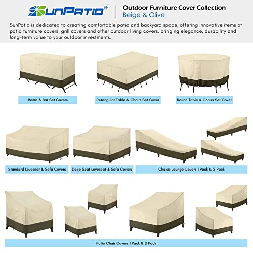 Sunpatio Waterproof Patio Bistro Set Cover, Durable Outdoor Furniture Cover For 3 Pieces Bistro Table And Chairs, Rectangular Table Cover, Bar Stools Set Cover, Beige And Olive, 80" W X 32" D X 30" H #TOP7