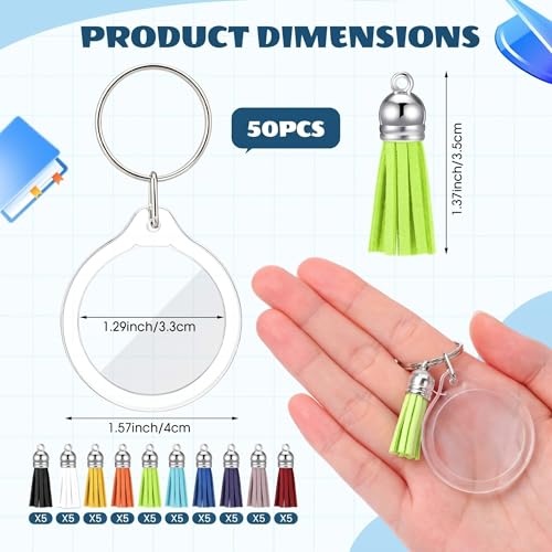 Image of Yaomiao Acrylic Photo Keychain with Tassel Clear Blank Custom Keychain Frame Holder Insert Picture Keyring Making Kit