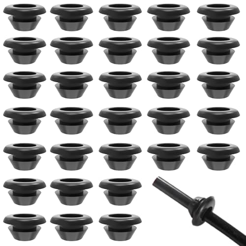 60 Piezas 8 * 10 mm Pasacables de Goma, Impermeables Ojales de Goma, Negro Goma Prensaestopa, Pasacables Tapones de Goma con Agujero para Proteger Cables, Enchufes y Cables (8 * 10 mm)
