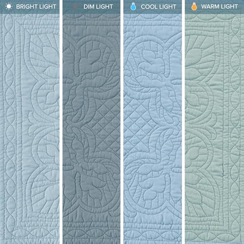 Madison Park Daybed Cover Set Damask Quilted Cover for Daybeds, All Season, Pre-Washed Cotton-Filled Coastal Bedding with Scallop Edge, Shams, Bedskirt, Décor Pillows, Tuscany, 39"x75", Blue 6 Piece - Image 5