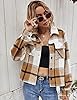 UANEO Womens Cropped Plaid Shacket Button Down Sho... #4