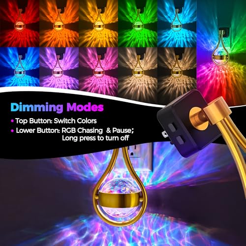 Image of Briignite RGB Night Lights Plug into Wall, Color Changing Nightlight with Dusk to Dawn Sensor, 330 Rotating Night Light with Waterdrop Design, Ideal for Bedroom, Hallway, Living Room, Home Decor