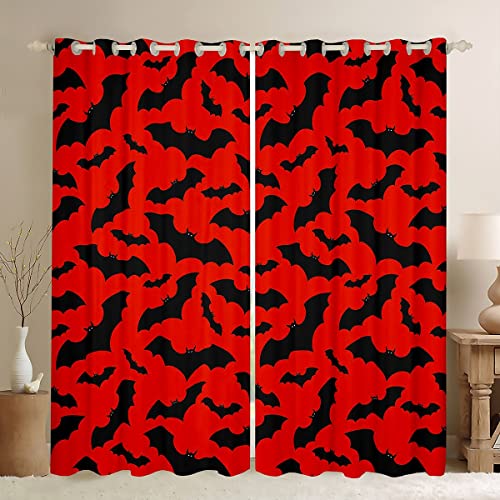 Black and Red Bat Curtains 104