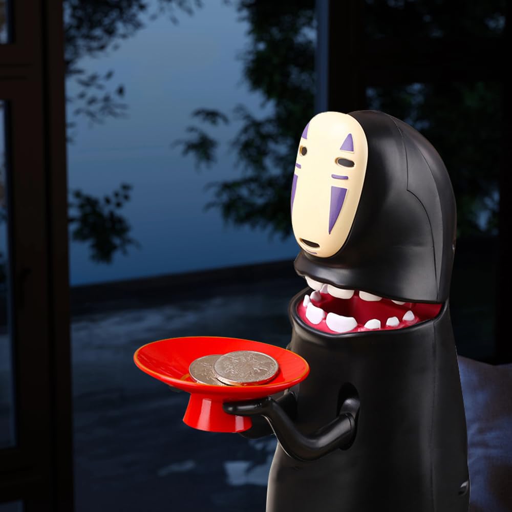 Salvadanaio Anime Cartone Divertente, Salvadanaio Elettronico con Effetto Sonoro Singhiozzo, Deglutizione Automatica delle Monete Creativo, Bambini e Decorazioni per la Casa, black