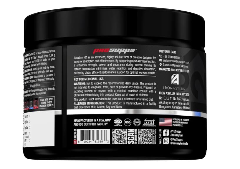Image of ProSupps Creatine HCl Unflavoured Powder, Small Scoop, 67 Servings | 1.25 g Creatine HCl, Small Daily Scoop, 67 Servings Over 2 Months, Zero Sugar, Dissolves Easily, Easy to Stack