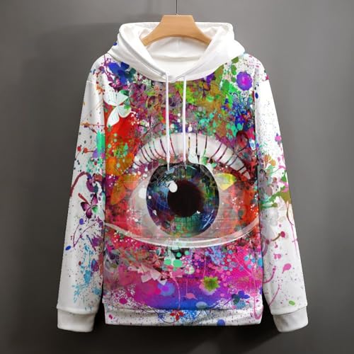 Sweat à capuche œil de couleur UMENG unisexe pull S