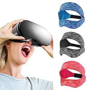 SAYAFAN VR Eye Mask, Adjustable Breathable VR Sweat Band for Oculus Quest 2, HTC Vive, PS, Gear, VR Workouts (3PCS)