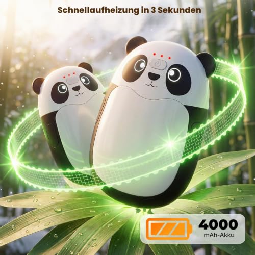 Fandliss Elektrischer Handwärmer 2er Set mit Band,Panda-Design,SchwarzWeiß – Ansicht 6