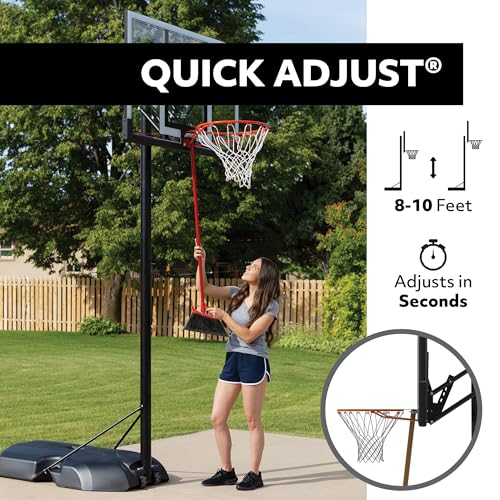 Image of Lifetime Portable Basketball Hoop, 50 Inch Shatterproof Fusion Backboard, Adjustable Height 8-10 Ft, Broomstick Adjust, Base with Wheels, Slam-It Rim