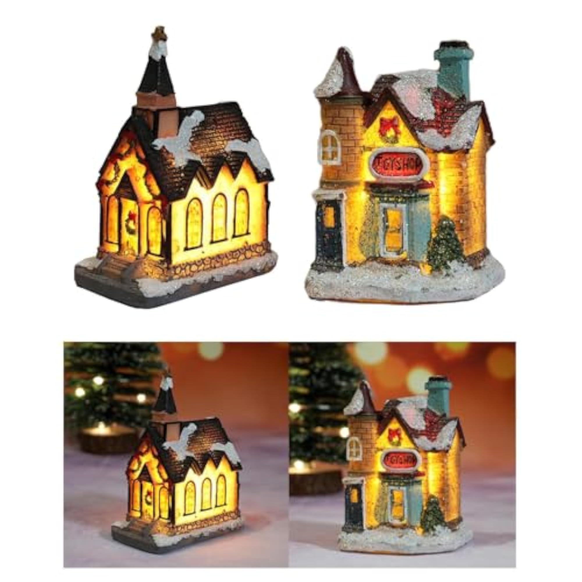 Light Up Miniature House Village Decorations