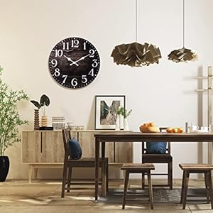 QWANPET Wood Vintage Wall ClockQuality Quartz Wall ClocksSilent Non Ticking Wooden Wall Clock Battery Operated 12 Retro Rustic Style Decor Wall Clock for Living RoomKitchenHomeBathroomBedroom