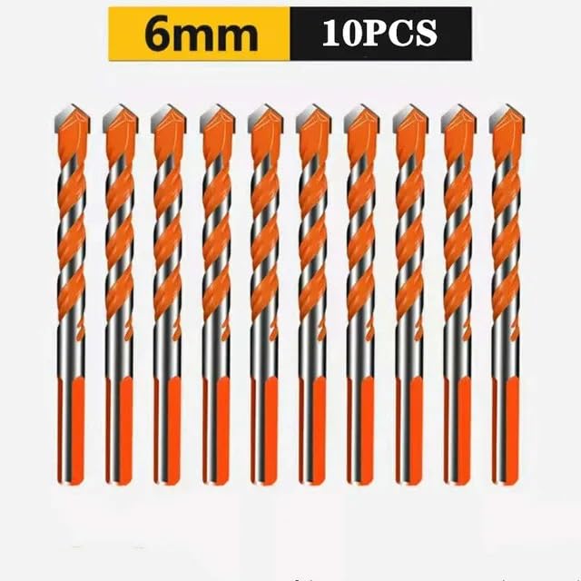 Juego de brocas triangulares multimateriales 5, 6, 7 y 10 piezas 4 a 12 mm for plástico, madera, piedra, azulejo, hormigón, ladrillo vidrio(10PCS (6mm))