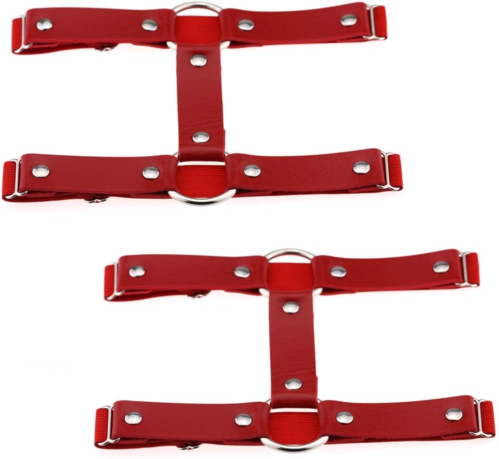 Women Girl Punk Leather Garter Elastic Leg Ring Harness Garters Belt 2pcs