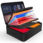 JUNDUN Document Organizer, Fireproof Document Box with Accordian,Fireproof Document Bag with Lock, 7 Pockets Document Holder with Handle Portable File Bag for Important Documents,Files,Passports