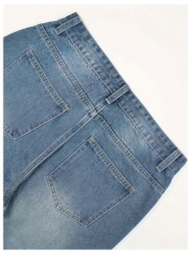 Men's Y2K Baggy Jeans Wide Leg Denim Pants Vintage Straight Leg Casual Denim Trousers with Pockets Streetwear4