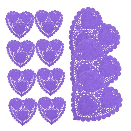 Beatifufu 100 Piezas Heart Shaped Lace Paper Doilies para Absorción de Aceite Decorativos y Desechables Perfectos para Pasteles y Comidas Fritas Color