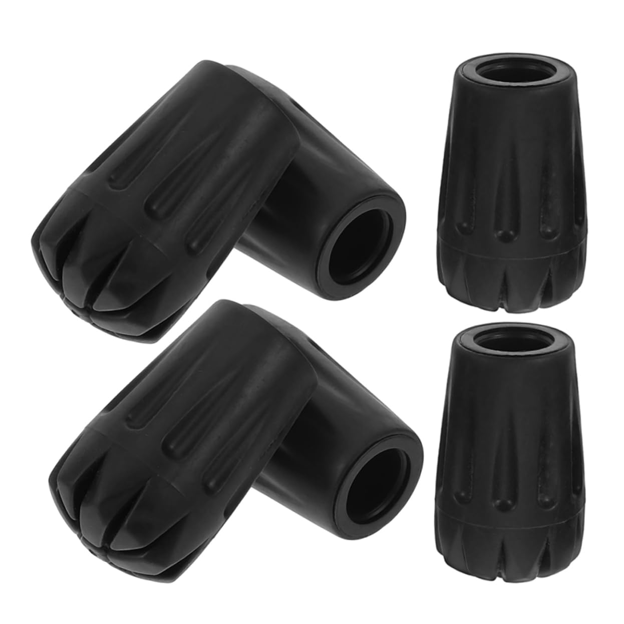 SEWOART 6pcs Trekking Pole Tip Set Walking Cane Tip Trekking Pole Feet Protectors Walking Stick Ferrules Hiking Pole Tips Trekking Pole Tip Cover Crutch Protective Tips Cane Feet Black