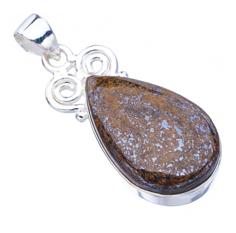 Pendentif bronzite naturelle argent sterling 925 fait main StarGems F5139 de 4.45cm