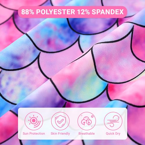 Girls Two Piece Swimsuits Bathing Suits for Little Girl Rash Guard Short Sleeve Beach Swimwear Set for Kid 4-12 Years2