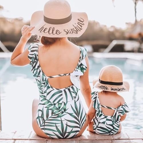 IFFEI Mommy and Me Swimsuits One Piece Pattern Printed V Neck Bathing Suits Family Matching Swimwear4