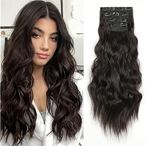ShowJarlly Clip in Extensions, 4PCS 60 cm Voller Kopf Haarverlängerungen Cover