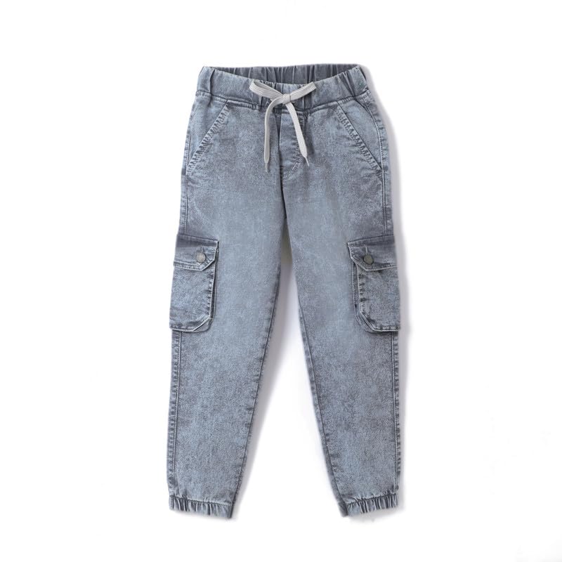 chopper club Boys Denim Cargo Joggers Slim Fit Boys Jeans 3x1 Stretchable Denim Fabric 6 Pockets Cargo Jeans Grau 38