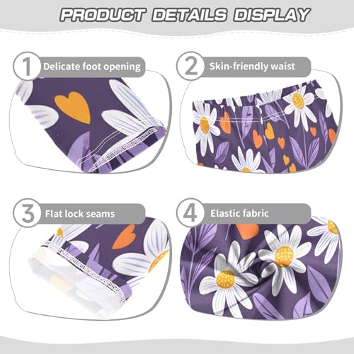 Bolaz Toddler Girls Leggings Printed Yoga Pants Leggings Curvy Daisies and Heart Leaves for Kids3