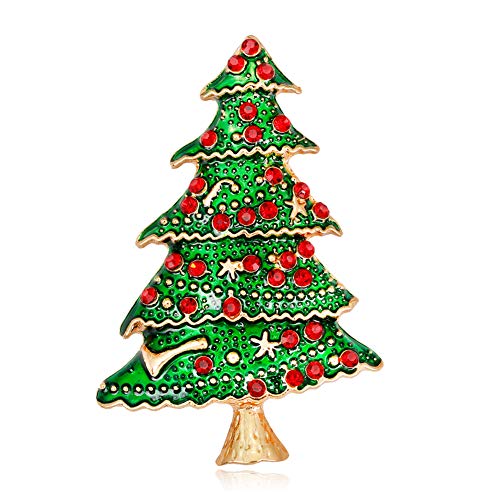 Preisvergleich Produktbild Ruikey Neuheit Brosche Weihnachtsbaum Form Zirkon Brosche Pins Kunstperlen Sicherheitsverschluss Weihnachtsdekoration für Jungen Mädchen