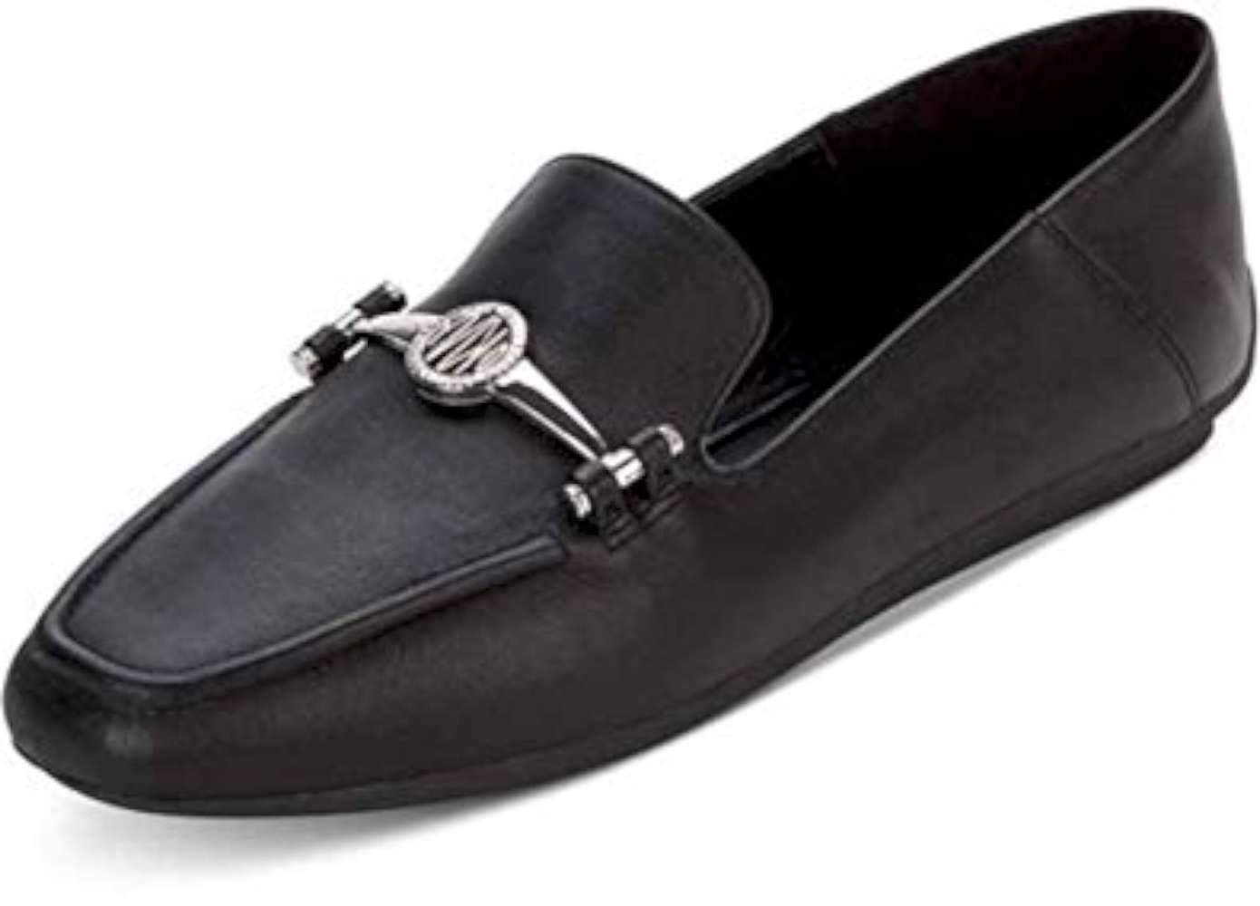Dkny Womens Mocassin Leather Square Toe Loafers Black Size