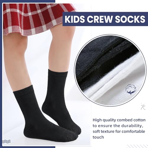 Velice Unisex Little Kids Youth Boys Girls Socks Soft Cotton Dress School Uniform Seamless Black White Crew Sock 10 Pairs2